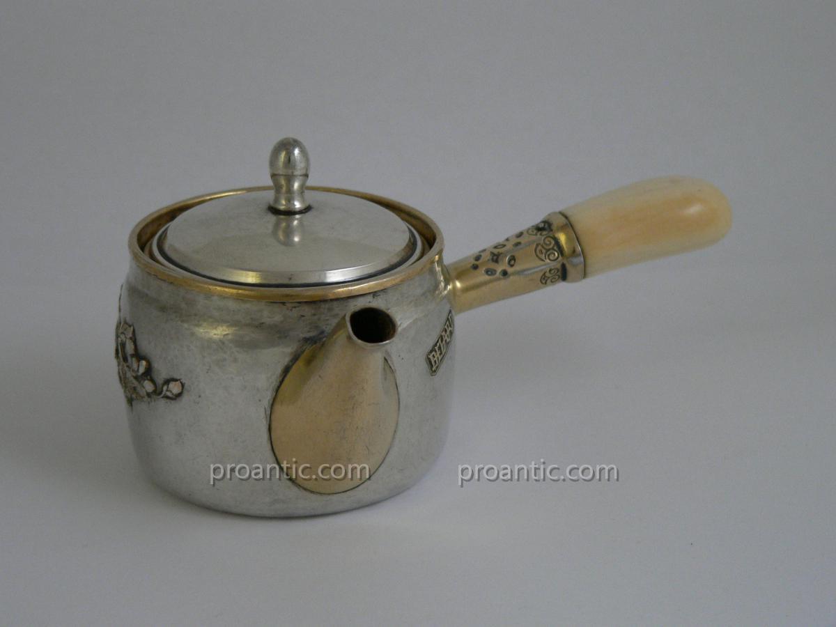 Teapot Selfish Circa 1890 Art Nouveau Sterling Silver American-photo-2