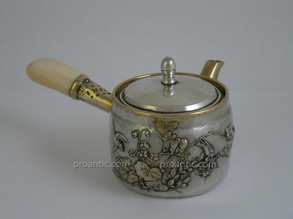 Teapot Selfish Circa 1890 Art Nouveau Sterling Silver American-photo-3