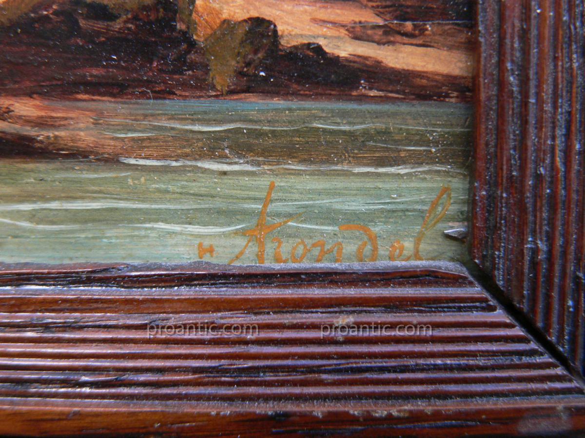 Peinture Sur Panneau XIX Baie De St Malo, marine H Arondel-photo-4