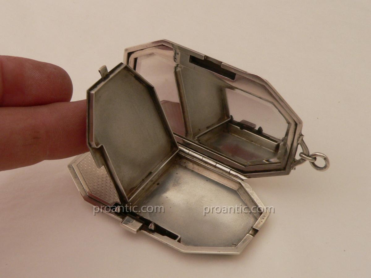 Minaudière, Box A Pill In Sterling Silver Art Deco-photo-4