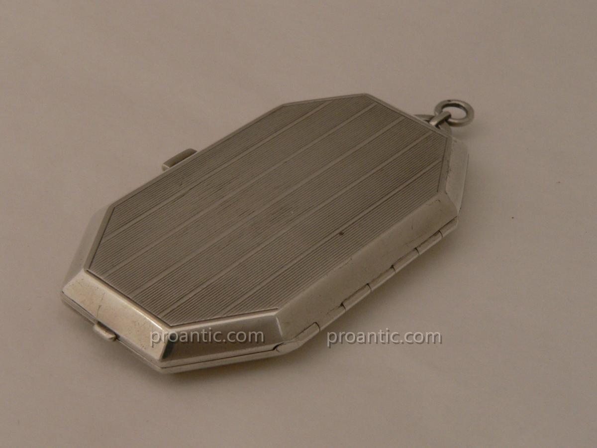 Minaudière, Box A Pill In Sterling Silver Art Deco-photo-4