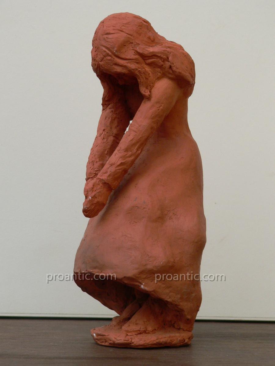 Sculpture Terracotta Girl Around 1900 Student Fine Art-photo-2