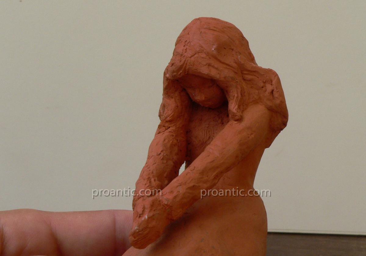 Sculpture Terracotta Girl Around 1900 Student Fine Art-photo-4