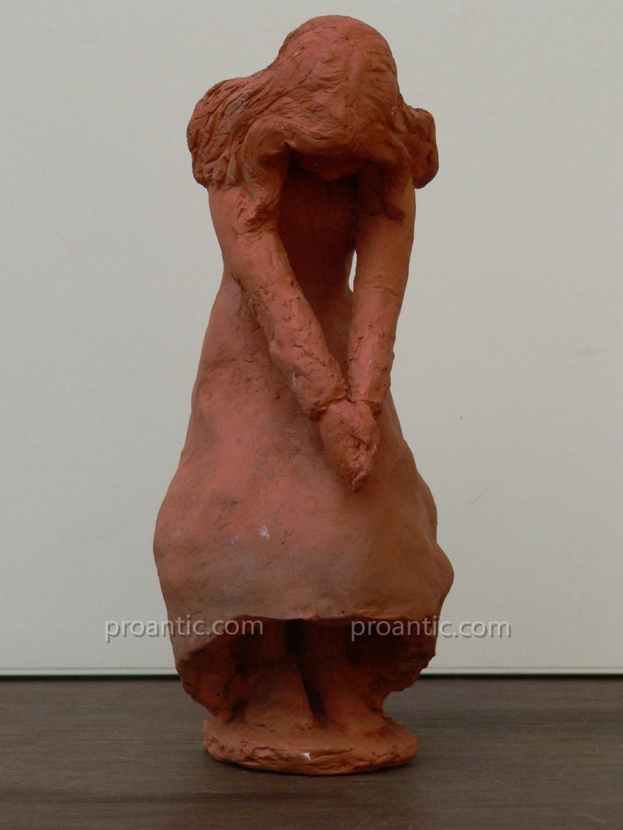 Sculpture Terracotta Girl Around 1900 Student Fine Art-photo-5