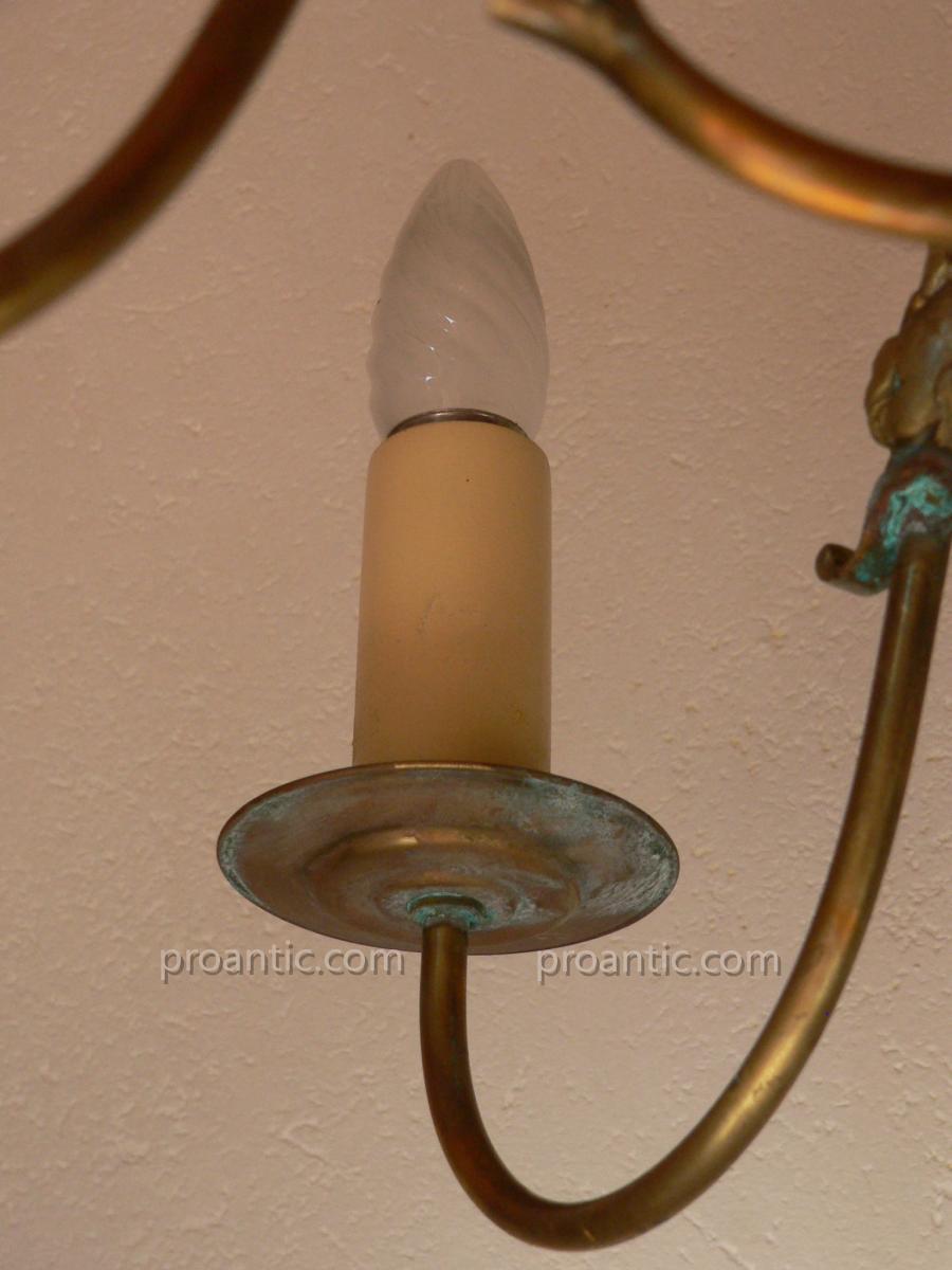 Dutch Style Chandelier 6 Lights, Dolphins In Bronze-photo-4