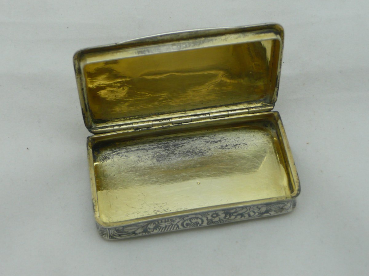 Boite Tabatière En Argent Massif Niellé Et Vermeil Paysage Russe XIXe Siècle-photo-4