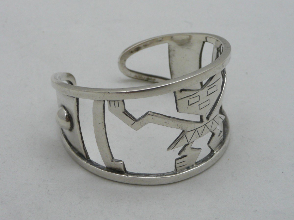 Important Bracelet By The Artist Graziella Laffi In Solid Silver Circa 1970
