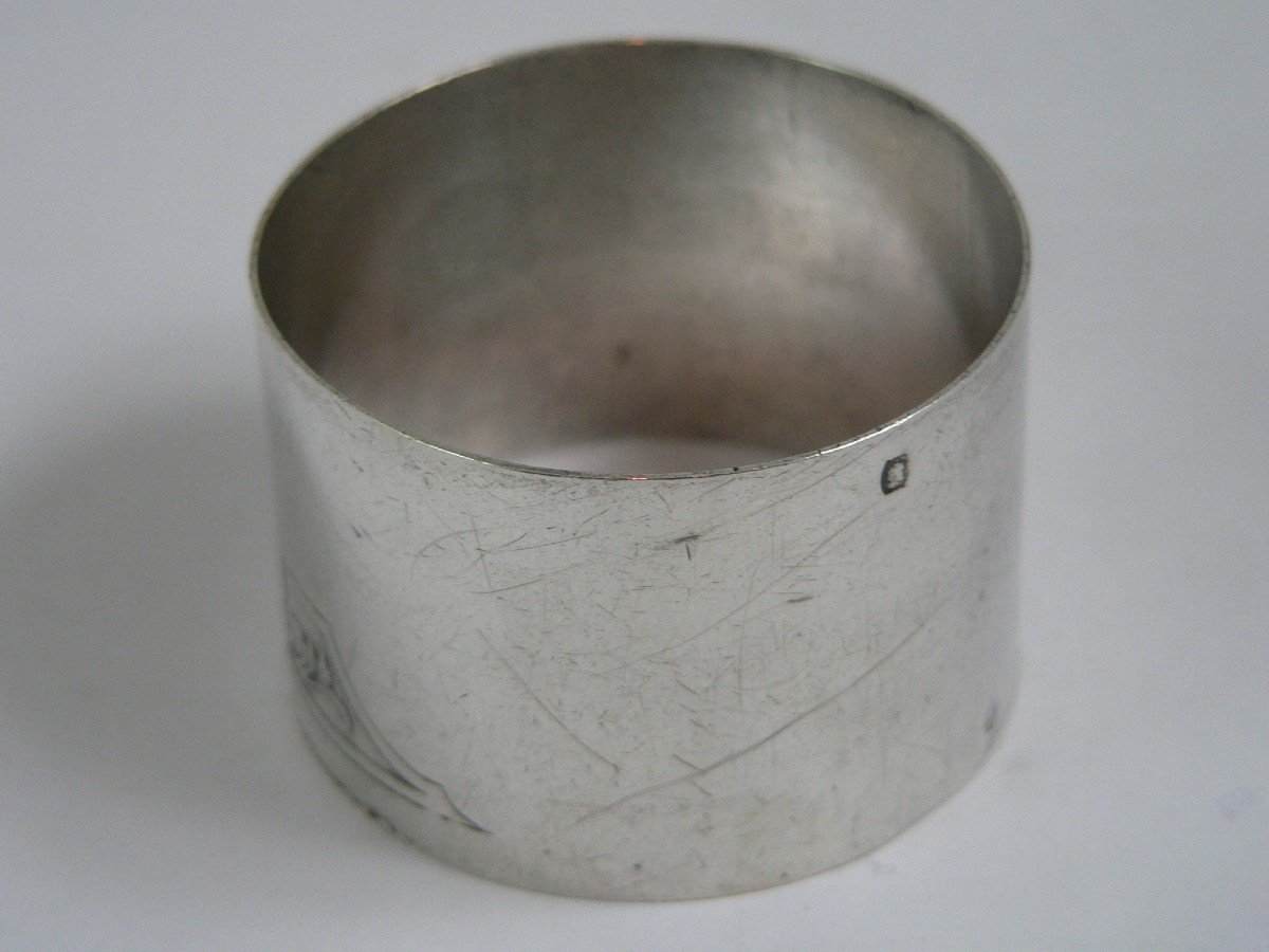 Round Or Napkin Ring In Sterling Silver Art Nouveau French Work-photo-4