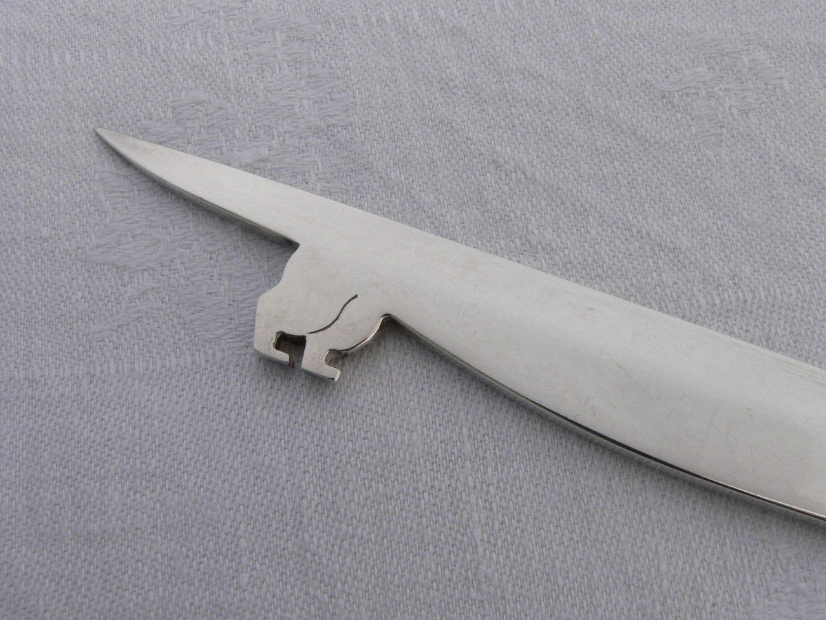 Hermes Sterling Silver Letter Opener/letter Opener In The Shape Of A Dachshund-photo-3