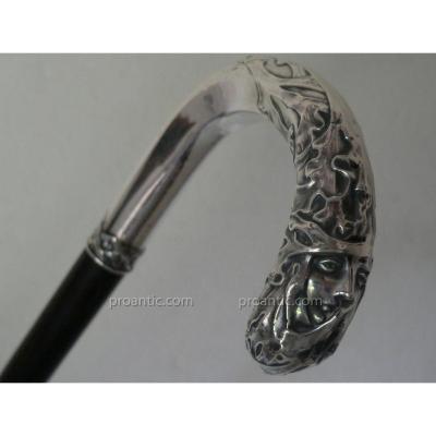 Cane Knob Sterling Silver XIX 1900 Art Nouveau French