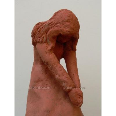 Sculpture Terracotta Girl Around 1900 Student Fine Art