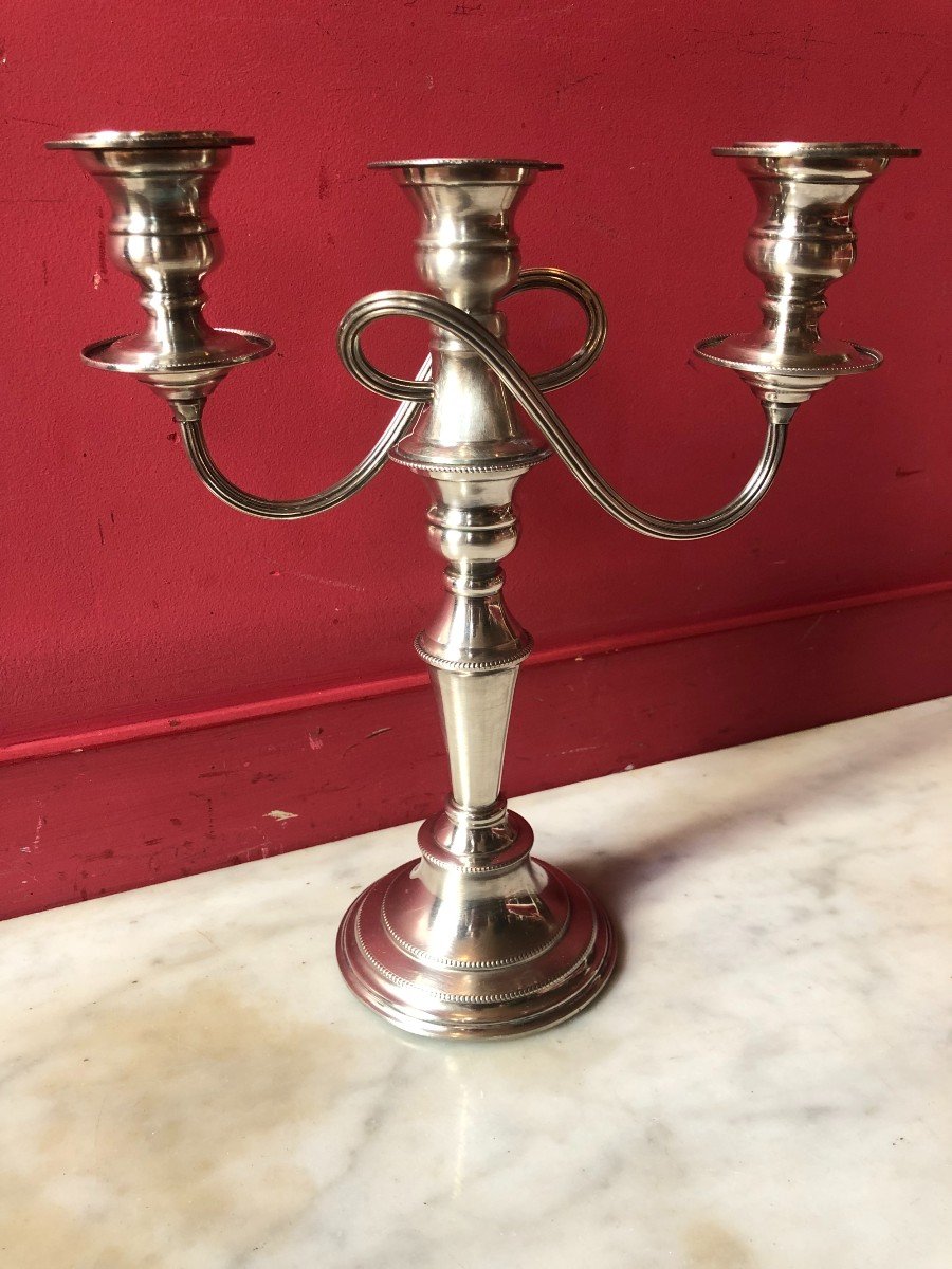 Pair Of Silver Plated Candelabras, England-photo-4