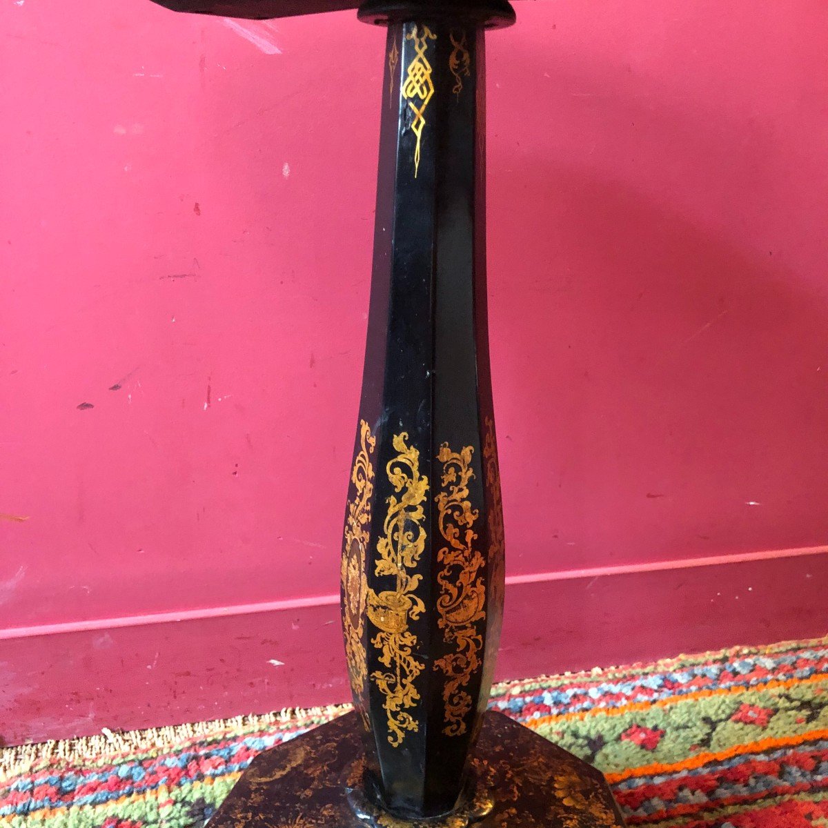 Pedestal Table With Beaded Embroidery, Napoleon III Period-photo-1