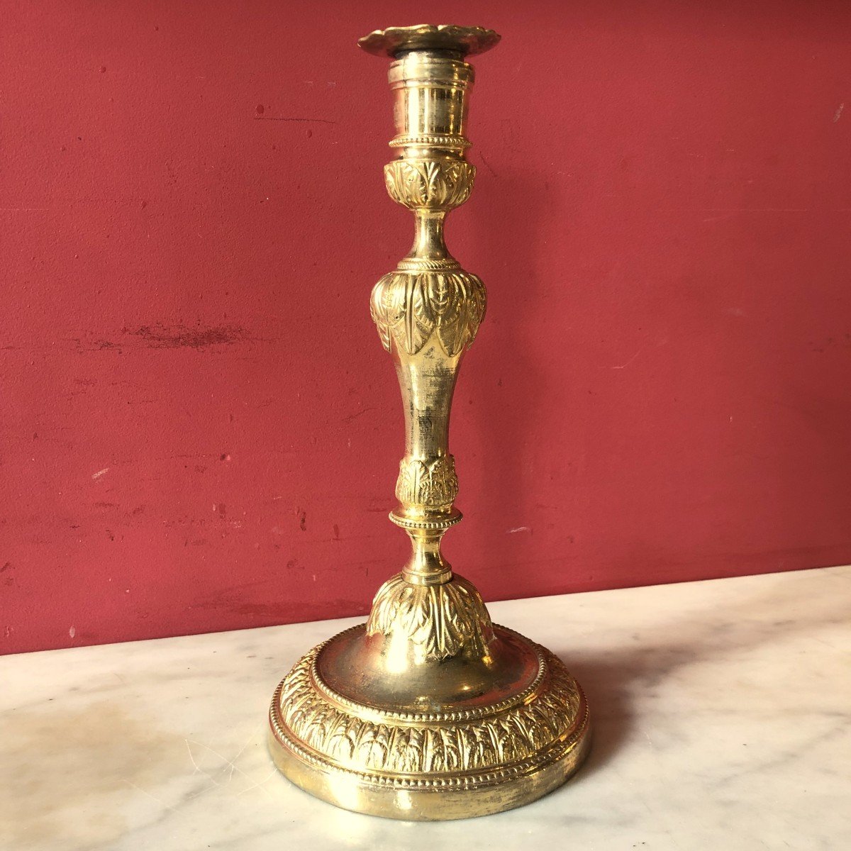 Paire de Bougeoirs aux Feuilles d'Acanthes, époque Louis XVI-photo-2