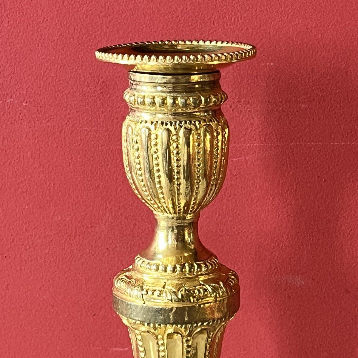 Pair Of Candlesticks With Pearl Friezes, Louis XVI Period-photo-4
