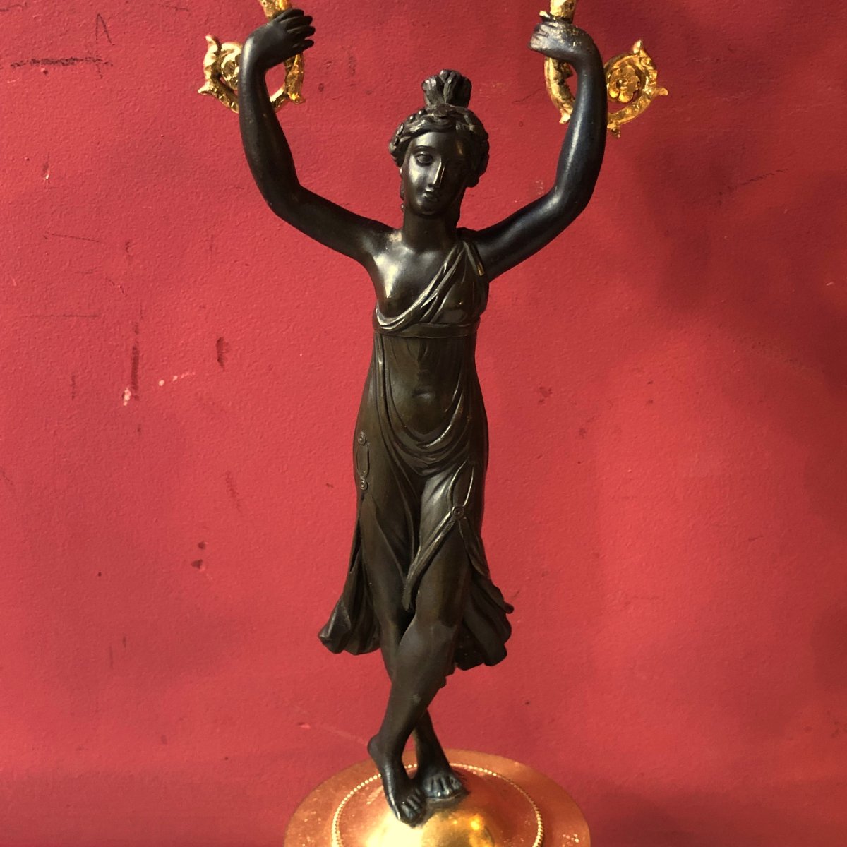 Candélabres Aux Danseuses Antiques, époque Empire-photo-1