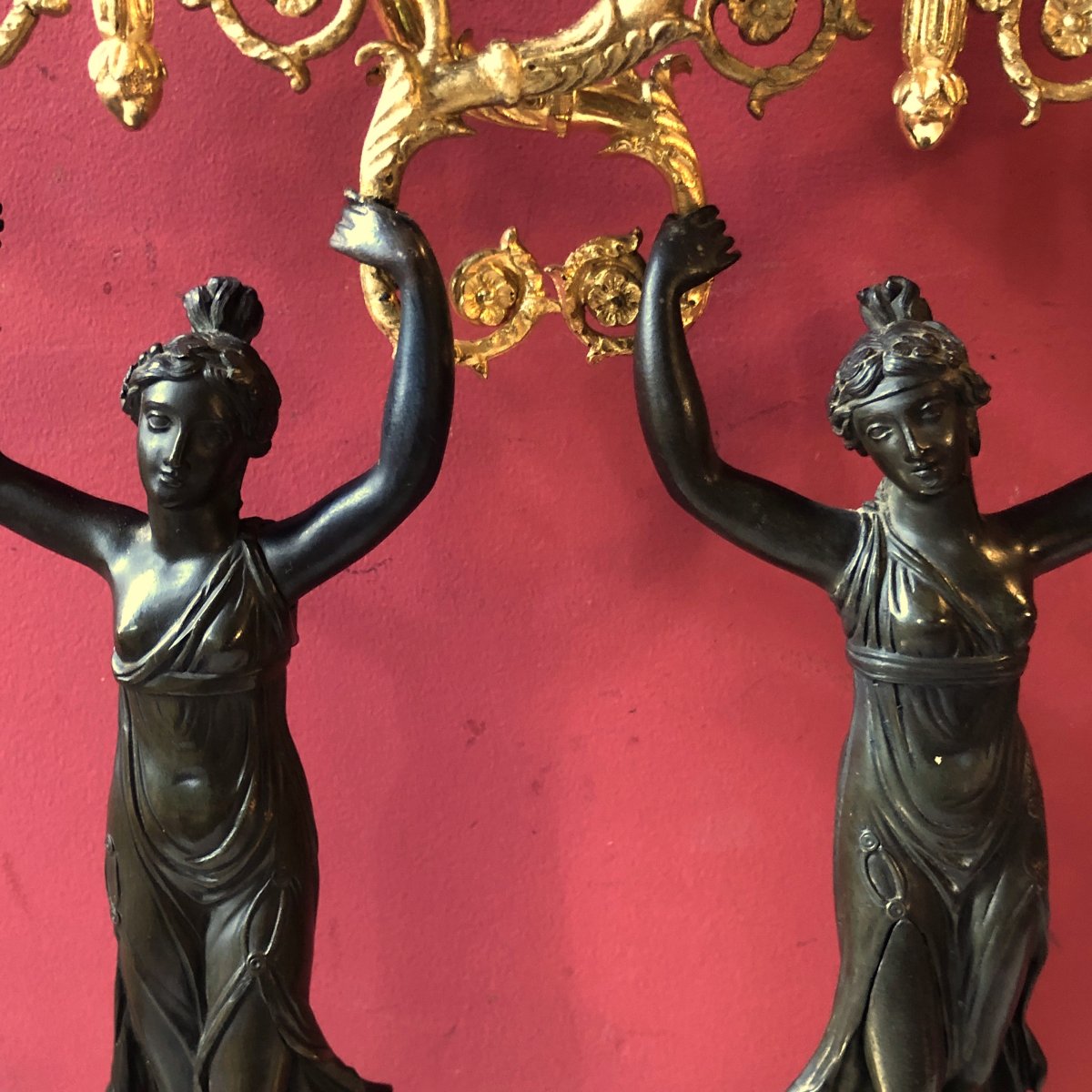 Candélabres Aux Danseuses Antiques, époque Empire-photo-3