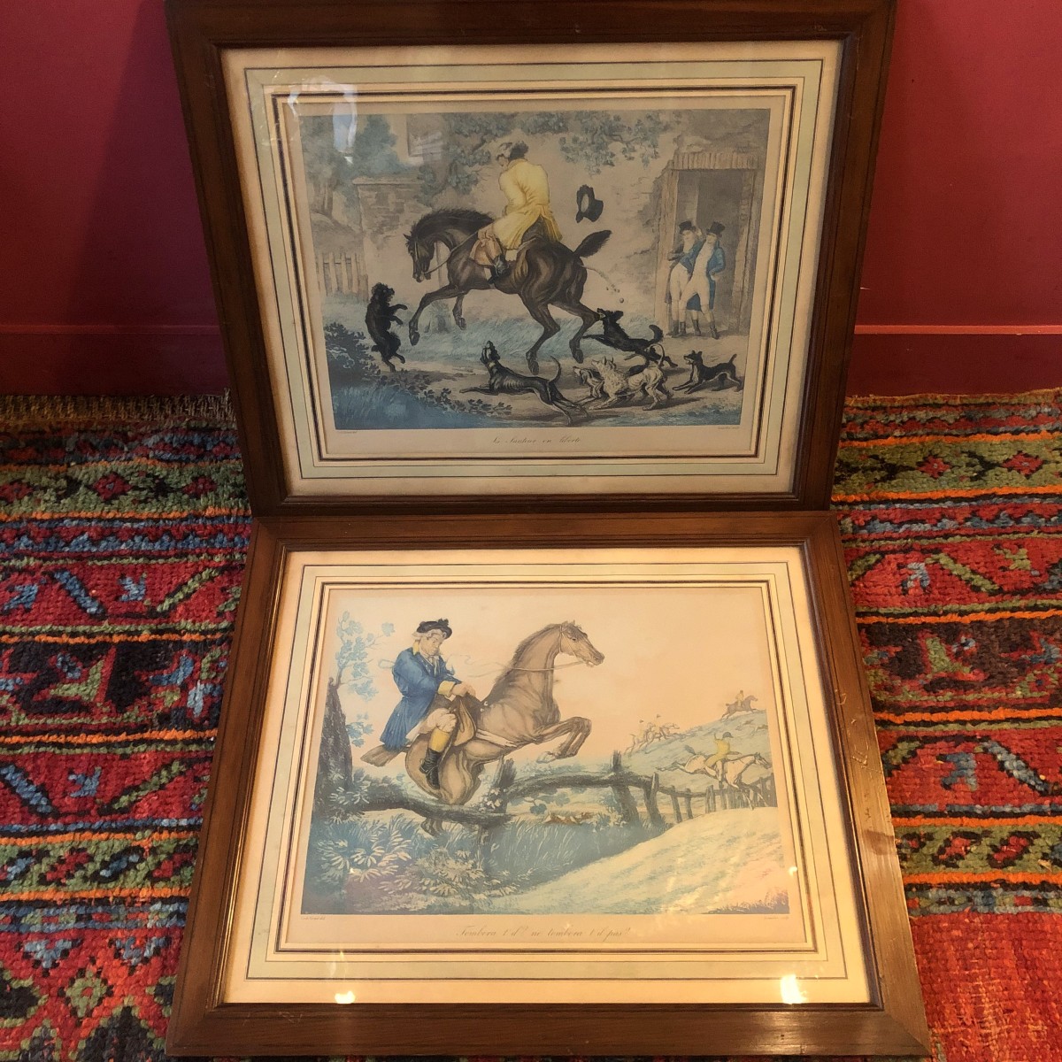 After Carle Vernet, Two Satyrical Equestrian Engravings