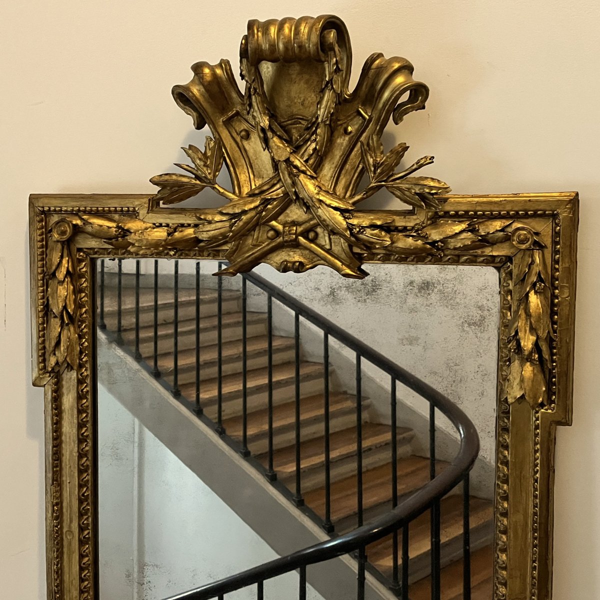 Important miroir d'entre-deux, époque Louis XVI-photo-2
