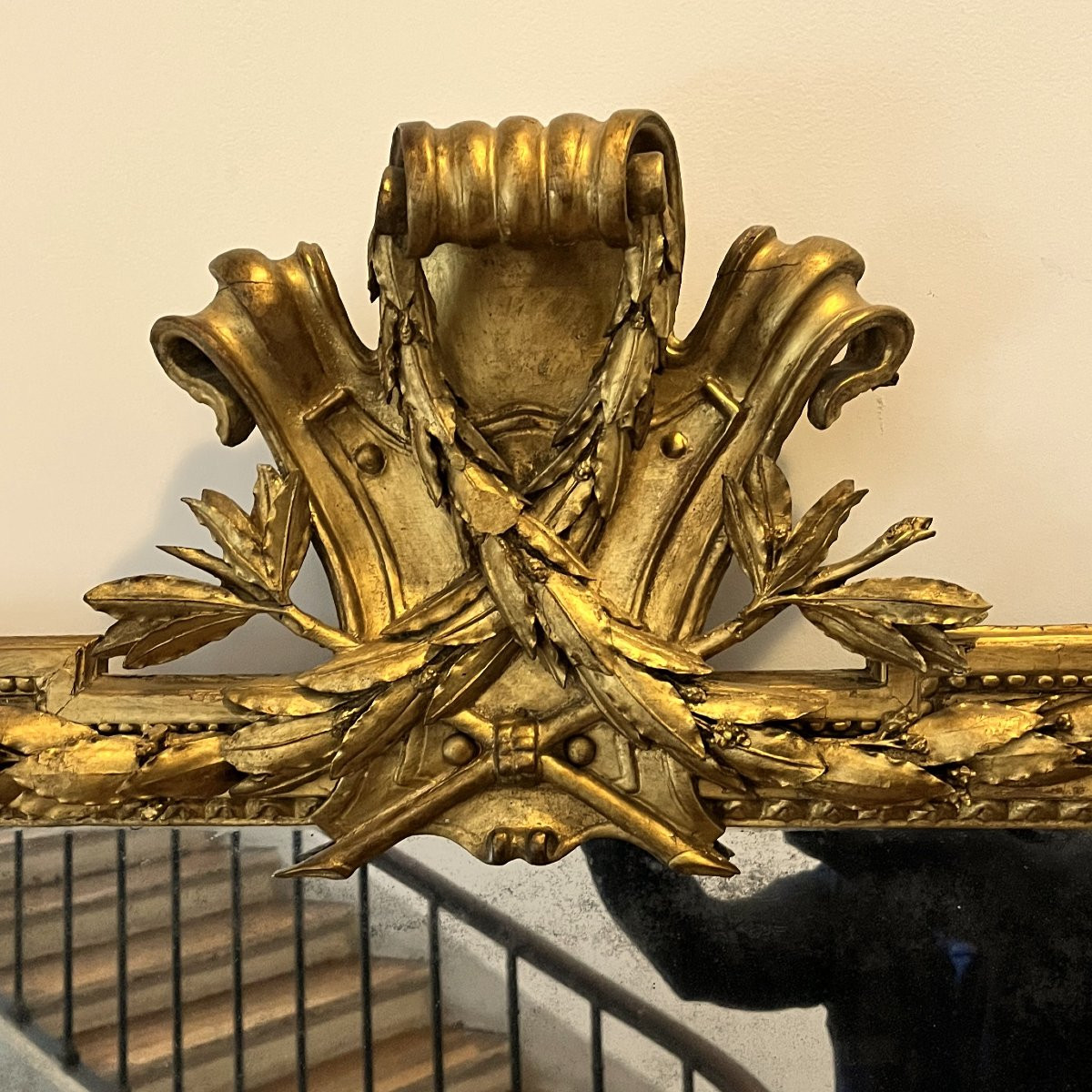 Important miroir d'entre-deux, époque Louis XVI-photo-1