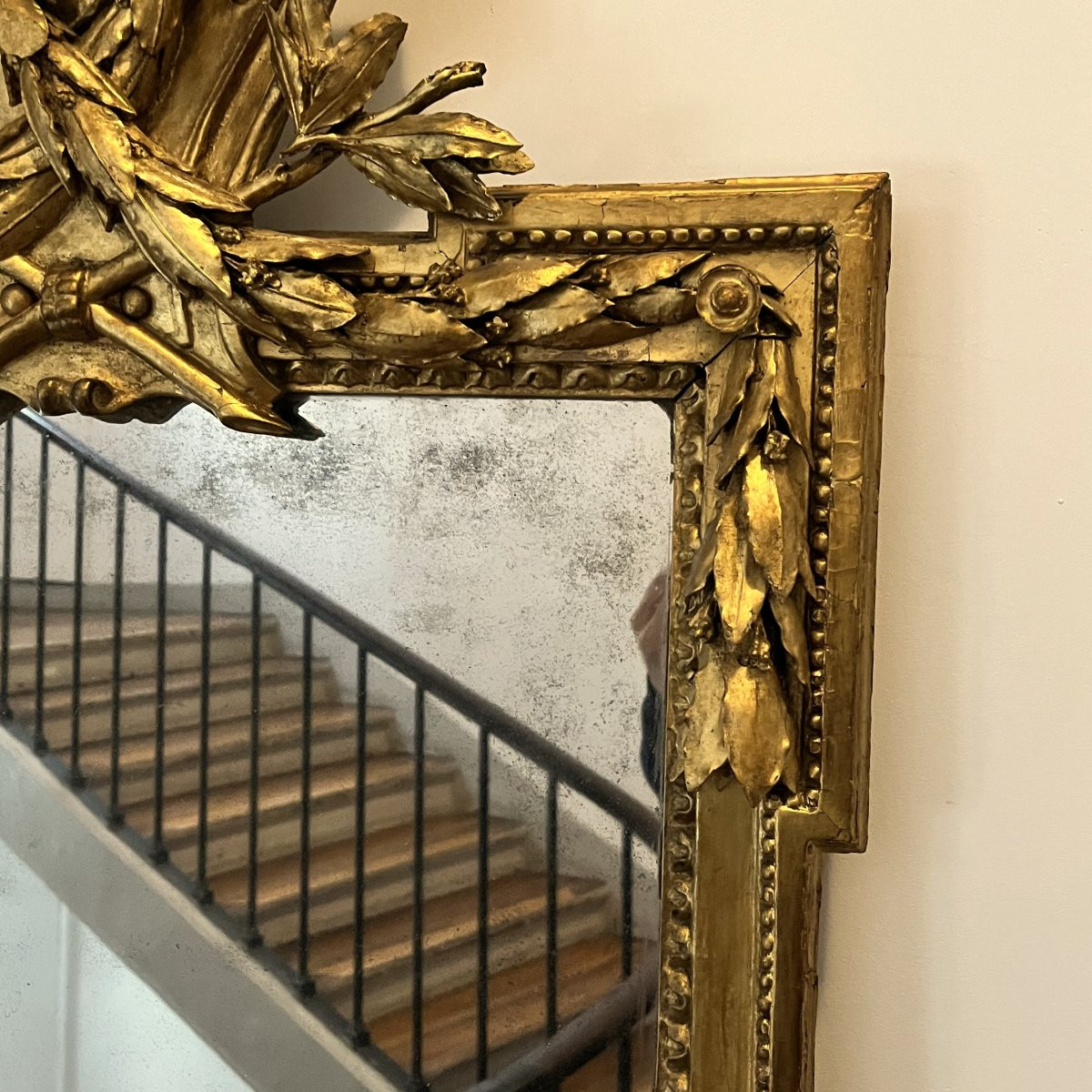 Important miroir d'entre-deux, époque Louis XVI-photo-2
