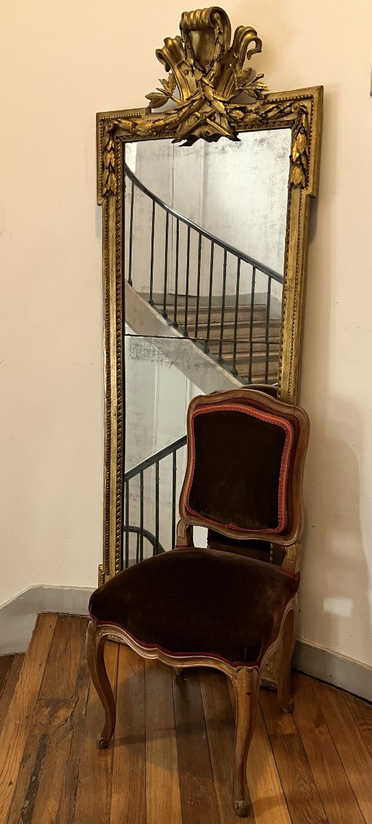 Important miroir d'entre-deux, époque Louis XVI-photo-8