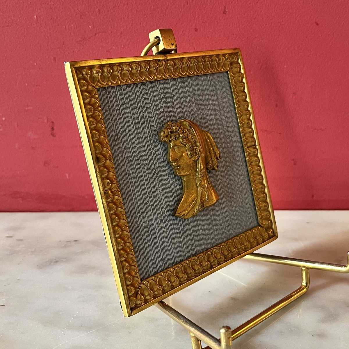 Profile Of A Woman, Gilded Bronze-photo-3