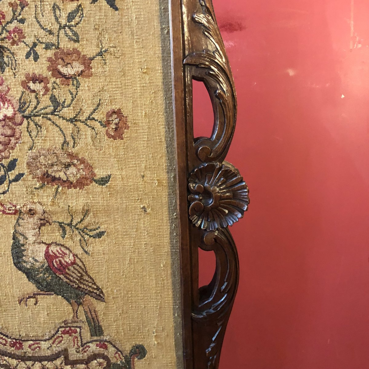 Ecran de Cheminée et sa Feuille d'Origine, époque Régence-photo-1