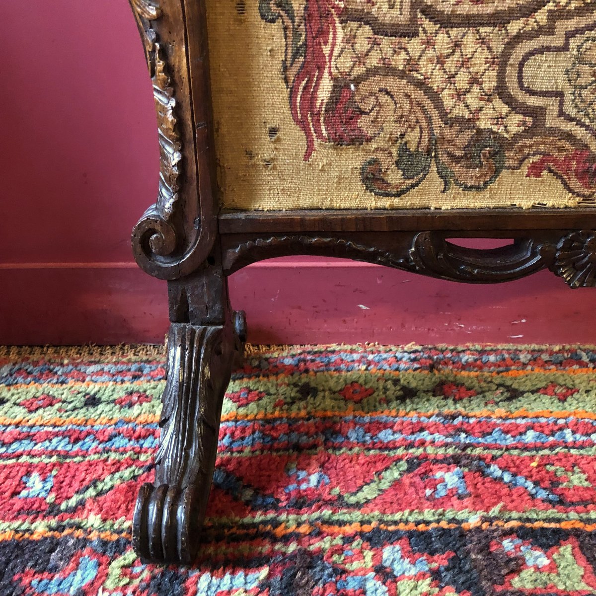 Ecran de Cheminée et sa Feuille d'Origine, époque Régence-photo-4