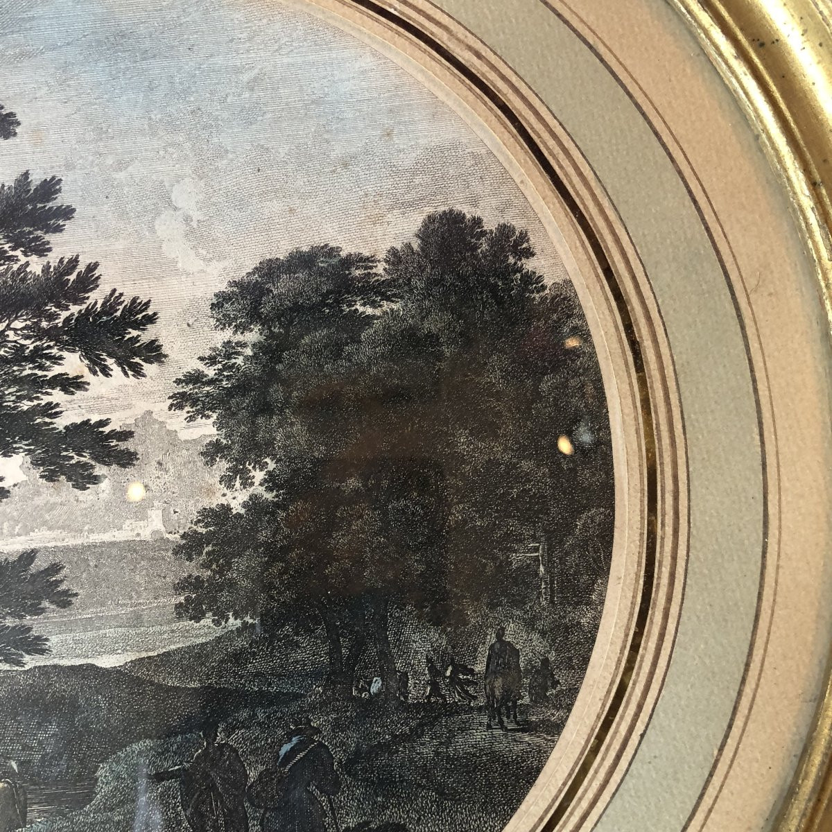 Gravure Paysage En Tondo-photo-4