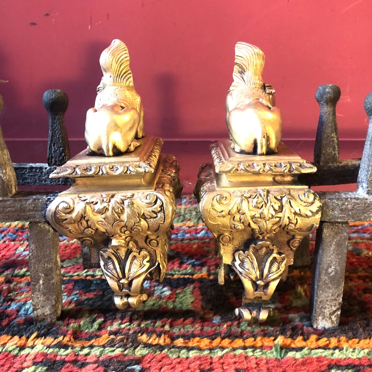 Pair Of Andirons With Sphinxes, Regency Period-photo-3