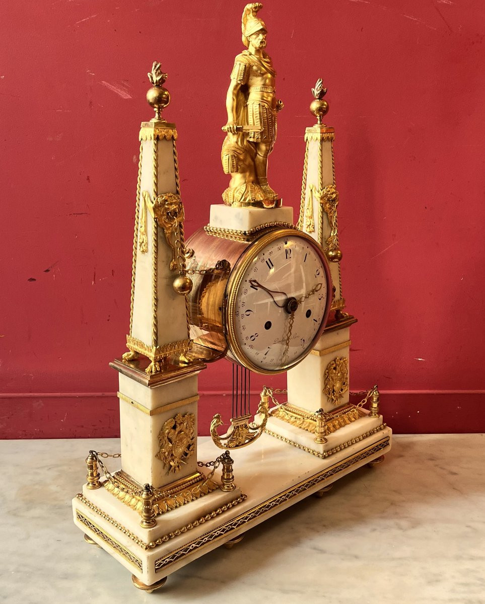 Monumental Mantel Clock With Obelisks, Louis XVI Period-photo-3