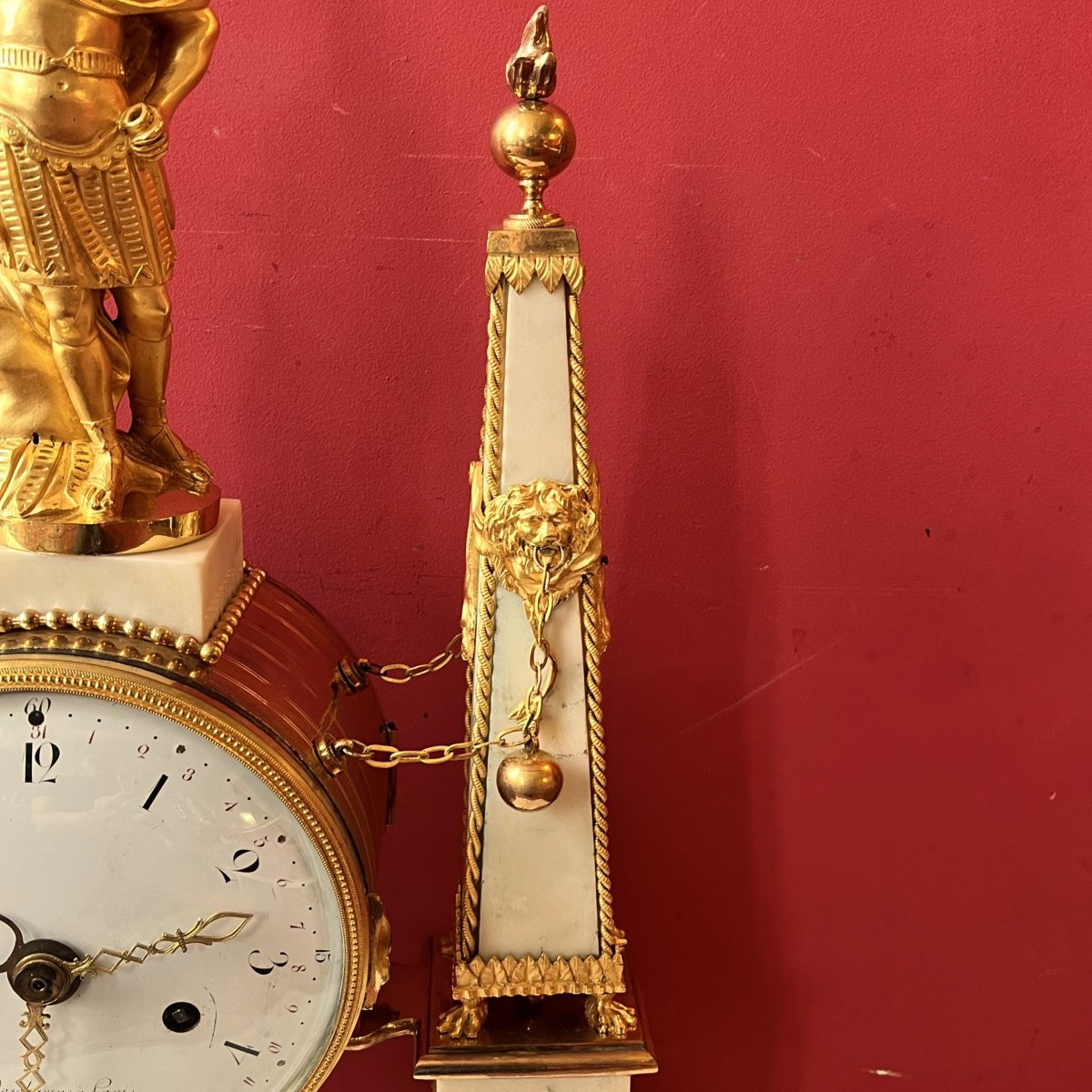 Monumental Mantel Clock With Obelisks, Louis XVI Period-photo-3