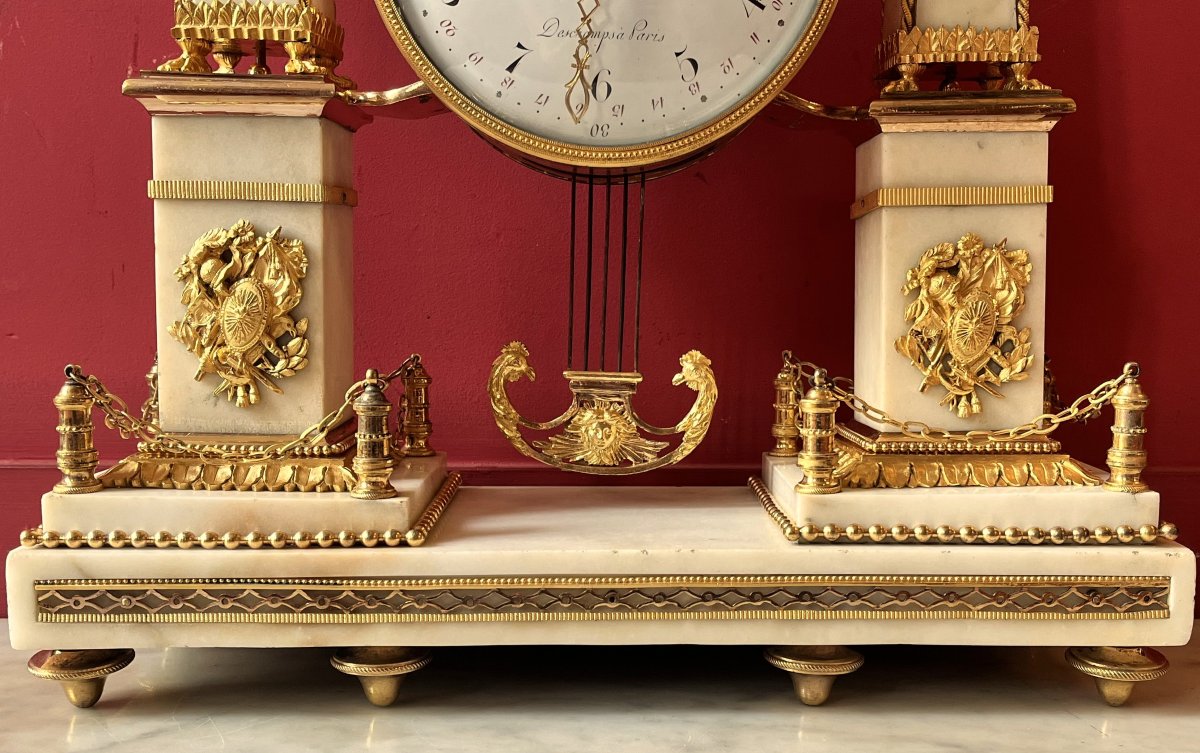 Monumental Mantel Clock With Obelisks, Louis XVI Period-photo-6