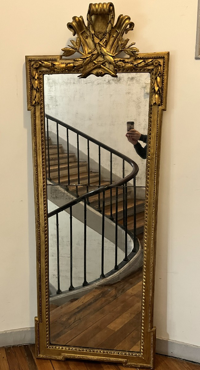 Important miroir d'entre-deux, époque Louis XVI-photo-2