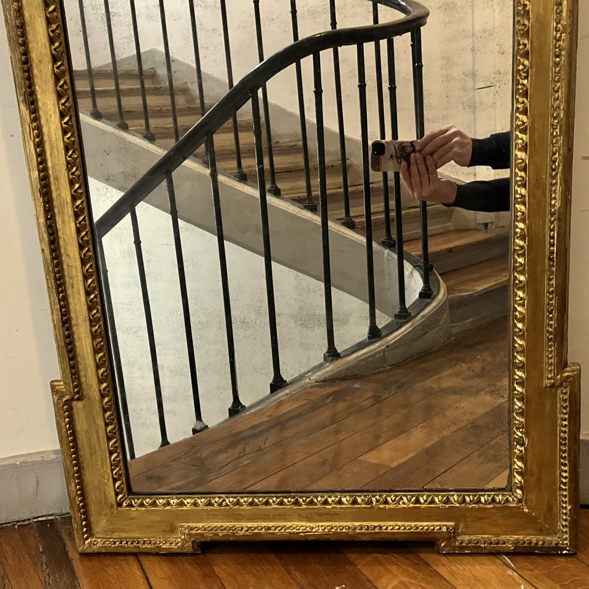 Important miroir d'entre-deux, époque Louis XVI-photo-1