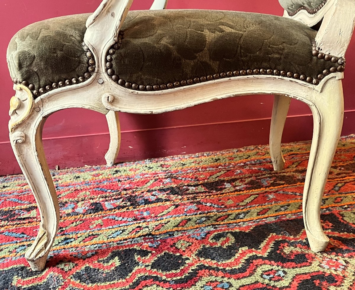 Large fauteuil sculpté, époque Louis XV-photo-5