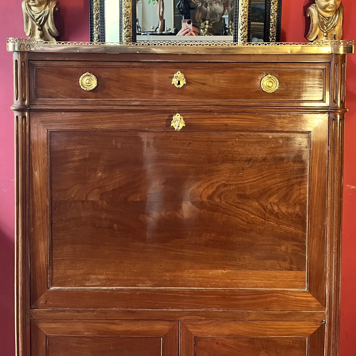 Mahogany Drop Front Desk, Louis XVI Period-photo-4
