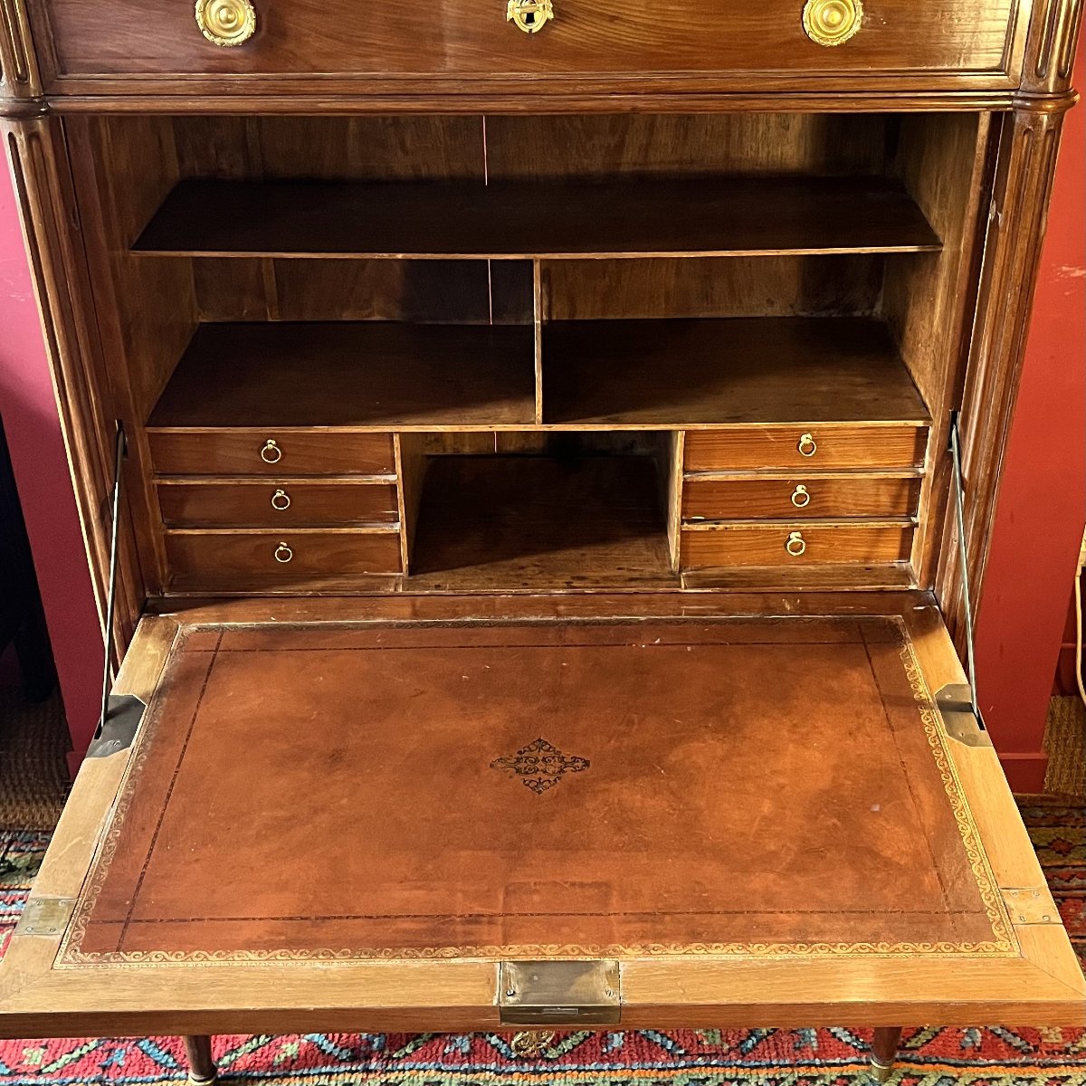 Mahogany Drop Front Desk, Louis XVI Period-photo-4