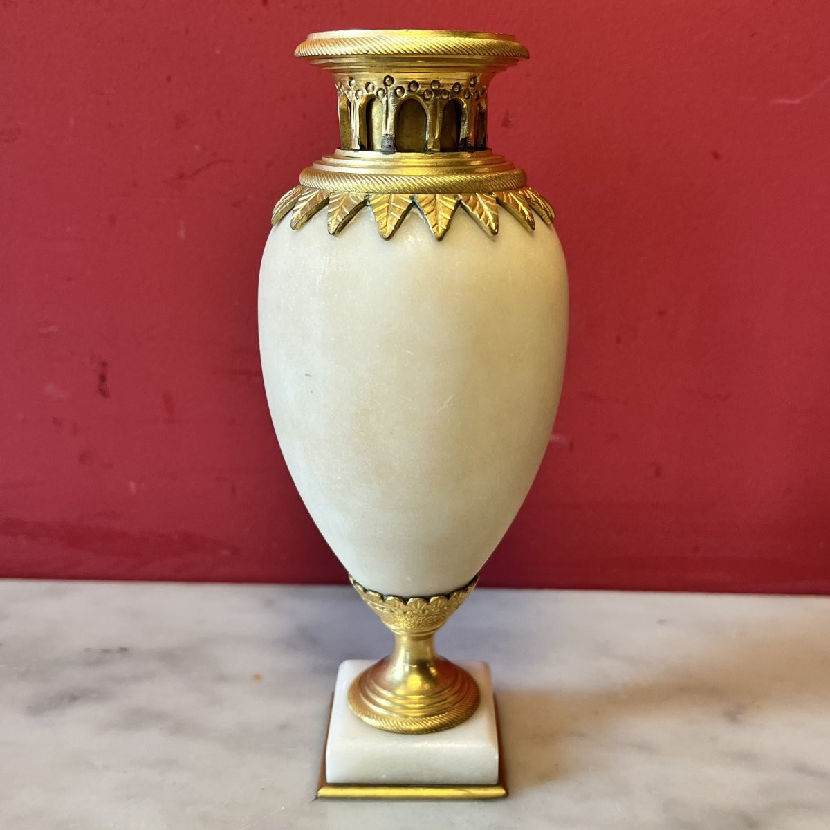 Pair Of Marble Candlesticks, 19th Century-photo-2