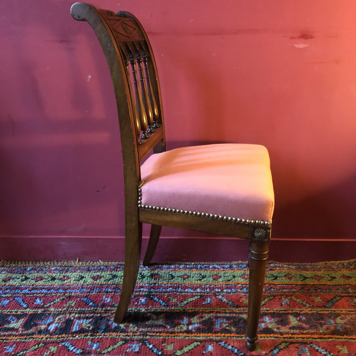 Pair Of Directoire Chairs In Solid Mahogany-photo-4