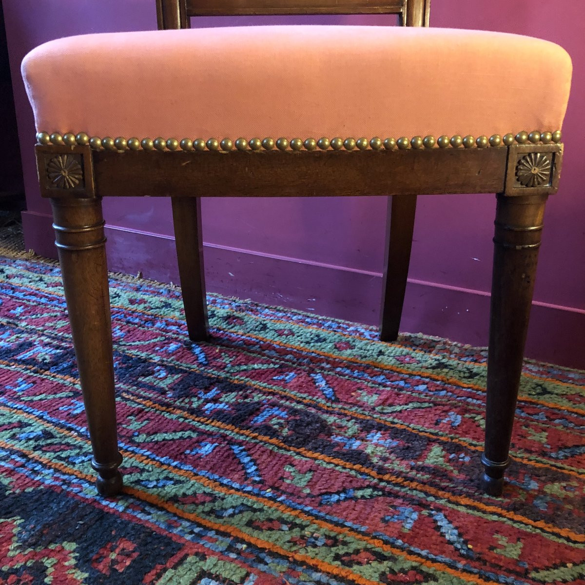 Pair Of Directoire Chairs In Solid Mahogany-photo-3