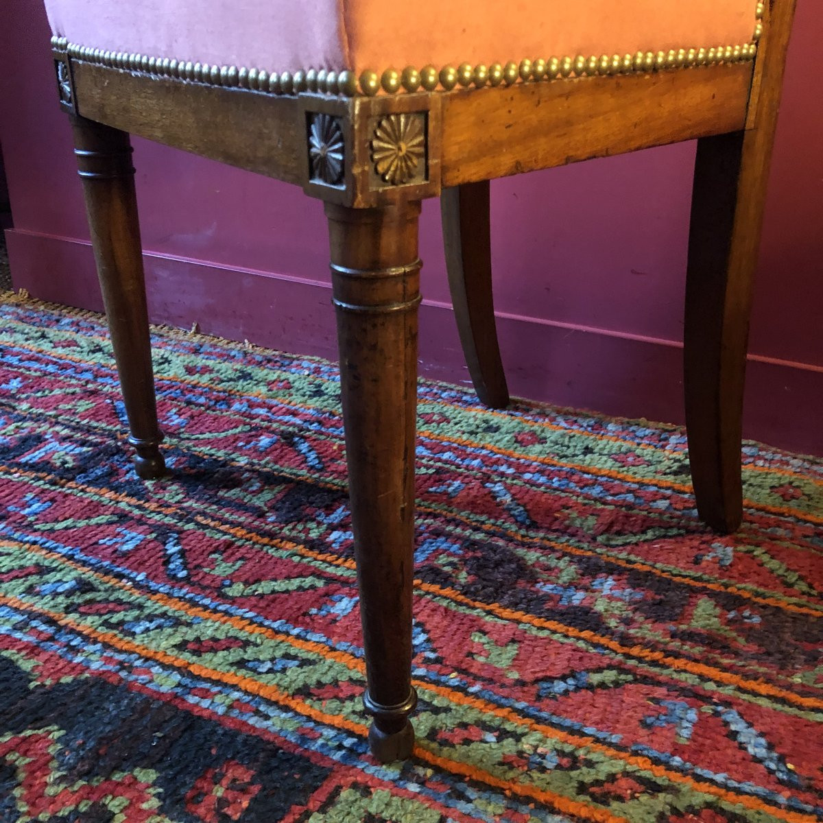 Pair Of Directoire Chairs In Solid Mahogany-photo-4