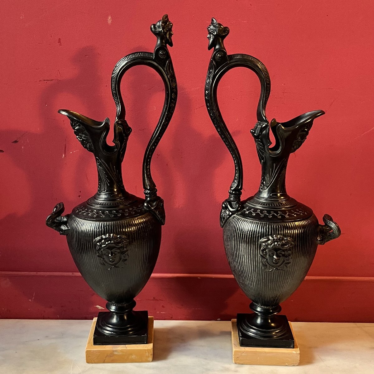Pair Of Etruscan-style Ewers, Mid-19th Century-photo-2