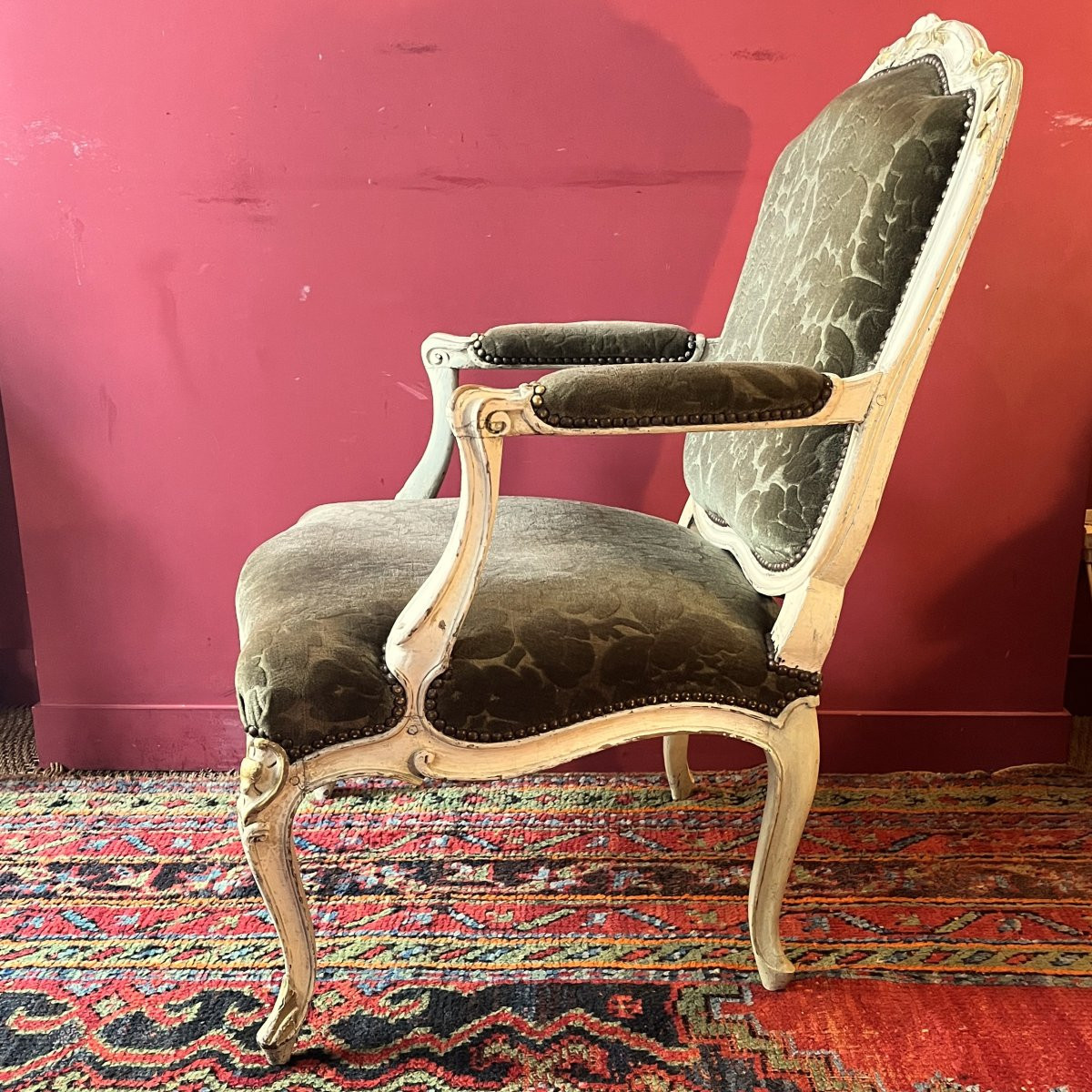 Large Carved Armchair, Louis XV Period-photo-3