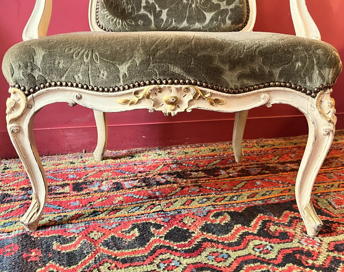 Large Carved Armchair, Louis XV Period-photo-3