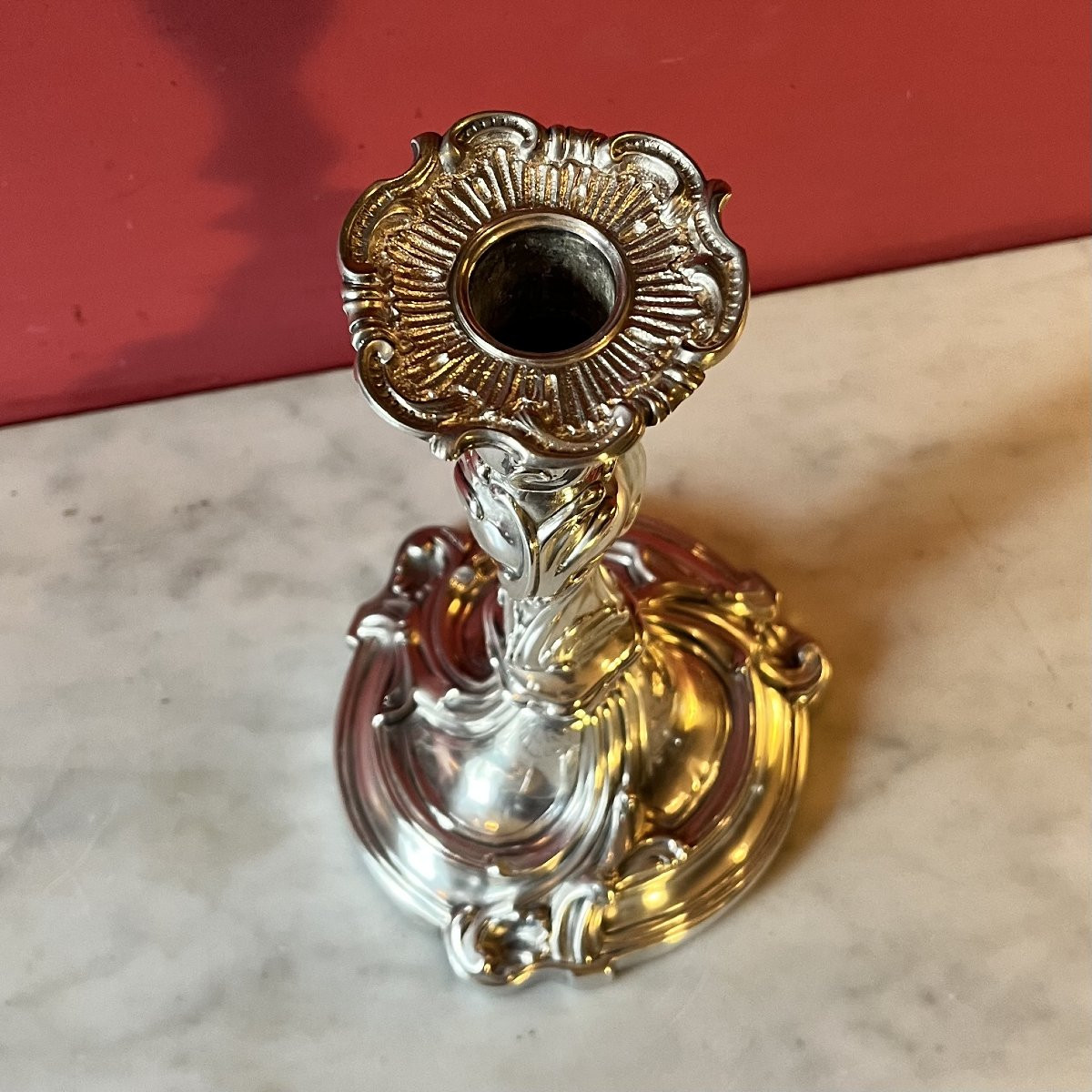 Pair Of Rocaille Candlesticks, Louis XV Period-photo-3