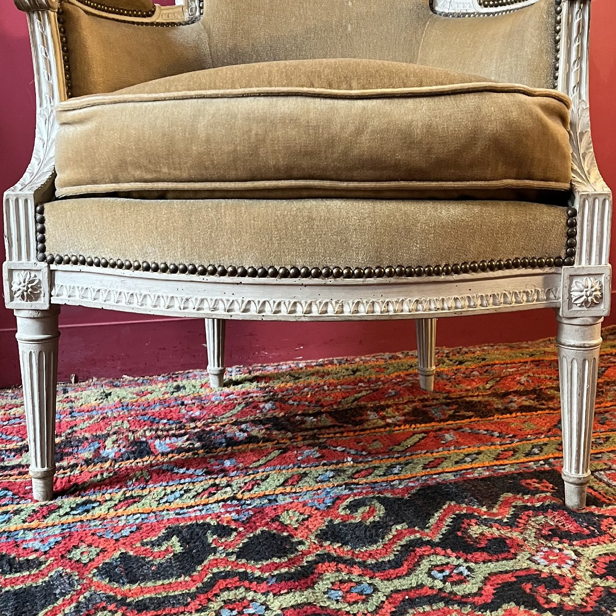 Paire de bergères sculptées, époque Louis XVI-photo-4