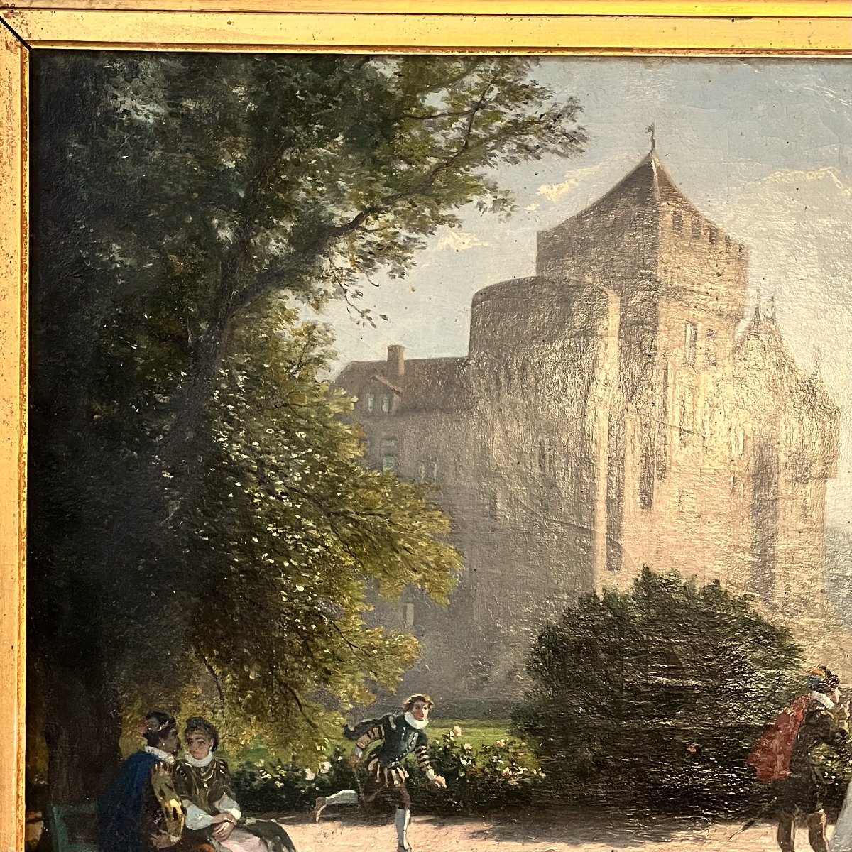 Scène galante Troubadour, milieu XIXème siècle-photo-3