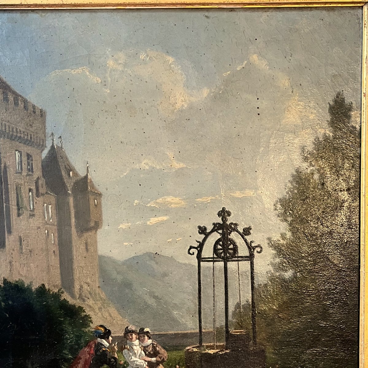 Scène galante Troubadour, milieu XIXème siècle-photo-1